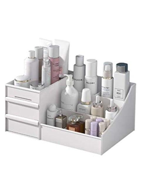 Makeup Organizer Jewelry Storage Box - Cosmetic Dresser Drawers Desktop Makeup Organizer Skin Care Jewelry Organizing Box, Suitable for Storage in Bathroom, Bedroom and Bedside Table (white)