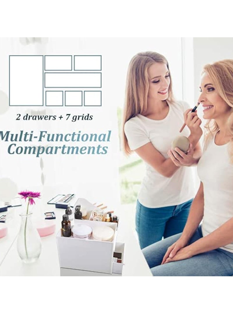 Arabest Makeup Organizer Jewelry Storage Box - Cosmetic Dresser Drawers Desktop Makeup Organizer Skin Care Jewelry Organizing Box, Suitable for Storage in Bathroom, Bedroom and Bedside Table (white) - Image 4