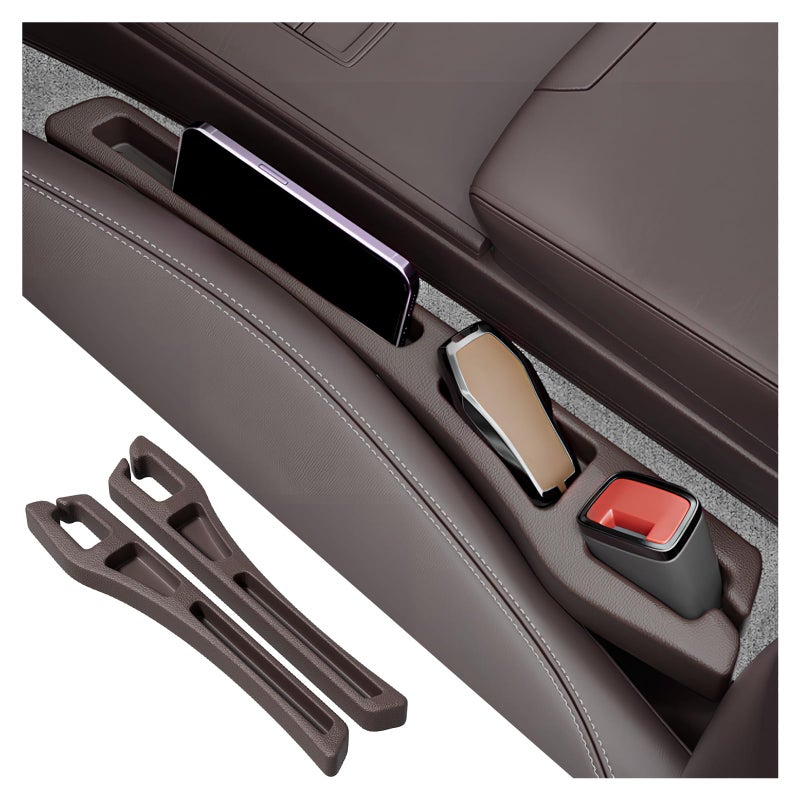 YGDMD 2PCS Car Seat Gap Filler Organizer,2 in 1 Car Gap Filler with Fill and Storage Function for Storing Phones Keys Cards,Universal Multifunctional No Drop Seat Guard for Cars (Brown) - Image 1