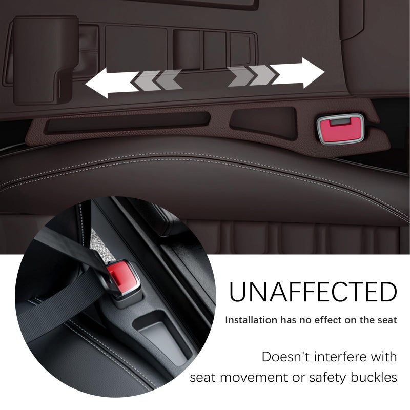 YGDMD 2PCS Car Seat Gap Filler Organizer,2 in 1 Car Gap Filler with Fill and Storage Function for Storing Phones Keys Cards,Universal Multifunctional No Drop Seat Guard for Cars (Brown) - Image 4