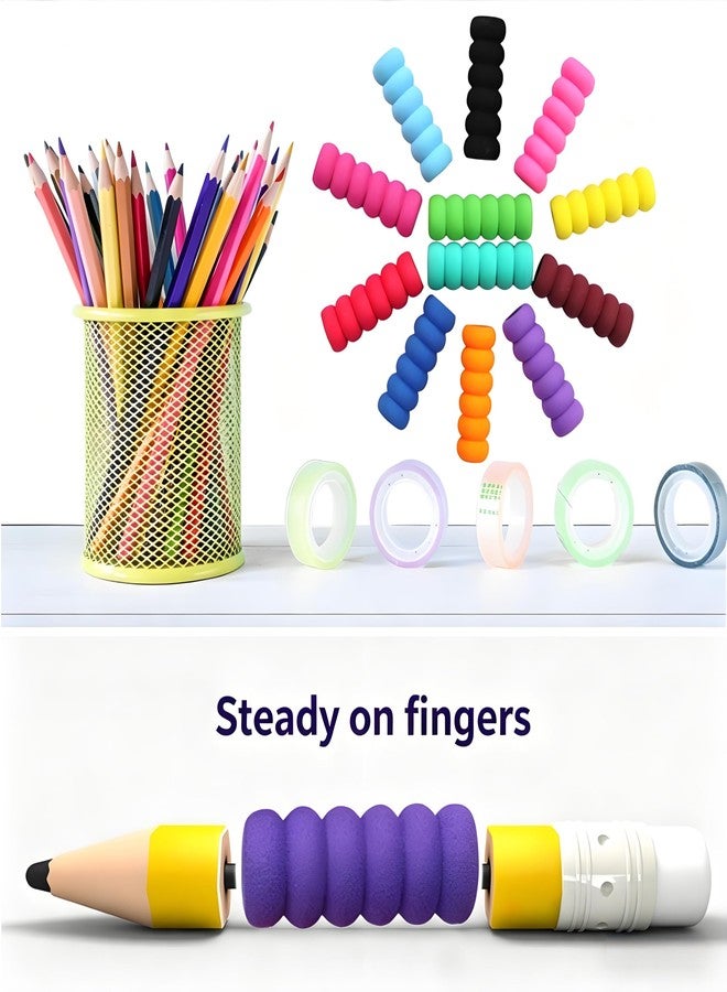Tiosen 10Pcs Pencil Holders Cushion Multicolor Soft Foam Pencil Grips Writing Aid Pencil Holder Back, for Cushion Grippers Painting Pens Drill Pen, Drawing Pens - Image 3