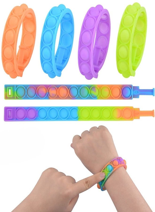 OANGO Pop It Bracelet Fidget Toys, Push pop Bubble Sensory Toys, Silicon Satisfying Relaxing Toys,Fidget Toys for Kids Girls Boys Adults Stress Reliever (Pack of 4) - Image 3