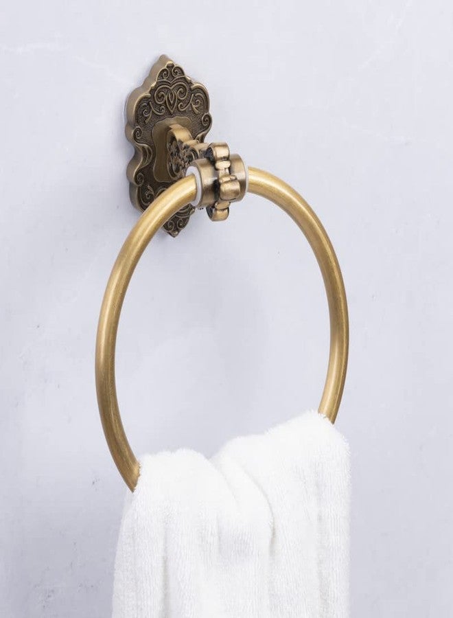 SDH Bathroom Towel Ring - Vintage Style Antique Brass Towel Hanger - Wall Mount Kitchen & Bathroom Hand Towel Holder - Pack of 1 Heavy Duty Decorative Aluminum Hanging Ring for Bathroom Towel Storage - Image 5