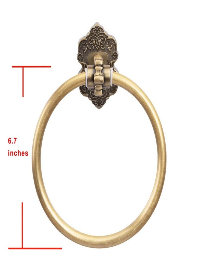 SDH Bathroom Towel Ring - Vintage Style Antique Brass Towel Hanger - Wall Mount Kitchen & Bathroom Hand Towel Holder - Pack of 1 Heavy Duty Decorative Aluminum Hanging Ring for Bathroom Towel Storage - Image 2