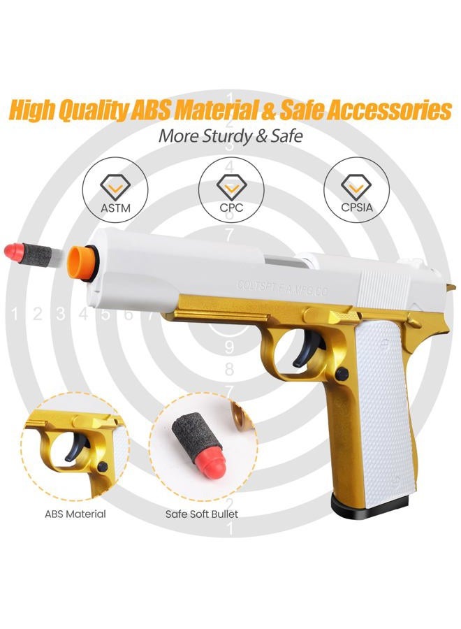 Bugrtey Soft Bullet Toy Gun for Boys, Toy Guns with Shell Ejecting, Toy Foam Blasters & Guns, Gift Box for Christmas Birthday for Boys Girls Adults Age 8+ Gold - Image 2