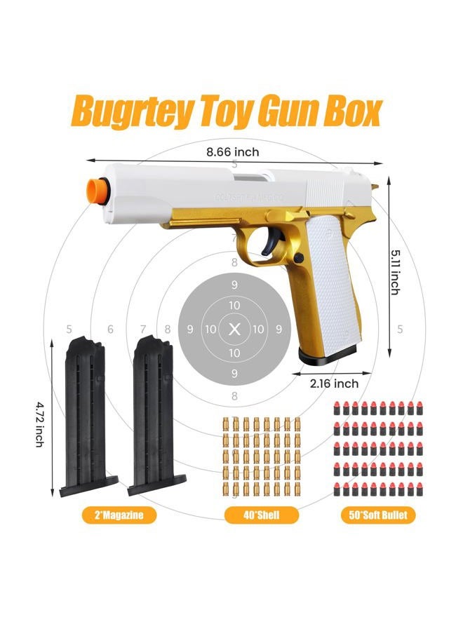 Bugrtey Soft Bullet Toy Gun for Boys, Toy Guns with Shell Ejecting, Toy Foam Blasters & Guns, Gift Box for Christmas Birthday for Boys Girls Adults Age 8+ Gold - Image 5