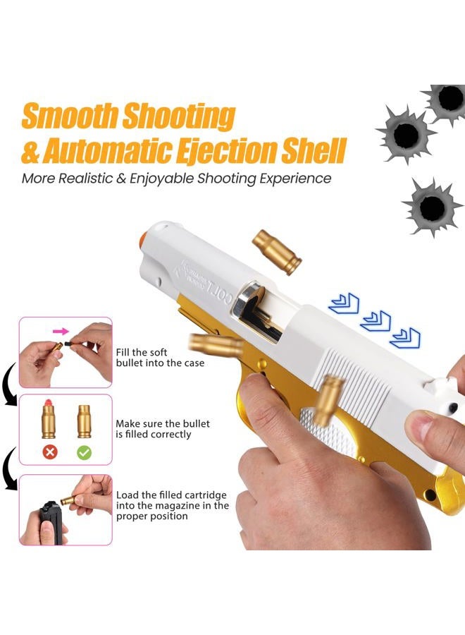 Bugrtey Soft Bullet Toy Gun for Boys, Toy Guns with Shell Ejecting, Toy Foam Blasters & Guns, Gift Box for Christmas Birthday for Boys Girls Adults Age 8+ Gold - Image 3
