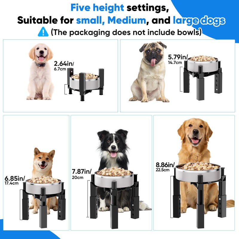 Aystkniet Dog Bowl Stand with Adjustable Height & Width, Anti-Slip Elevated Food Water Bowl Holder for Large Medium Small Dogs, Durable Raised Dog Feeder for Lifted Feeding, Only Stand Without Bowls - Image 2