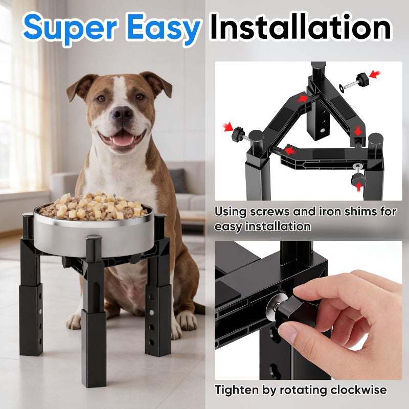 Aystkniet Dog Bowl Stand with Adjustable Height & Width, Anti-Slip Elevated Food Water Bowl Holder for Large Medium Small Dogs, Durable Raised Dog Feeder for Lifted Feeding, Only Stand Without Bowls - Image 3