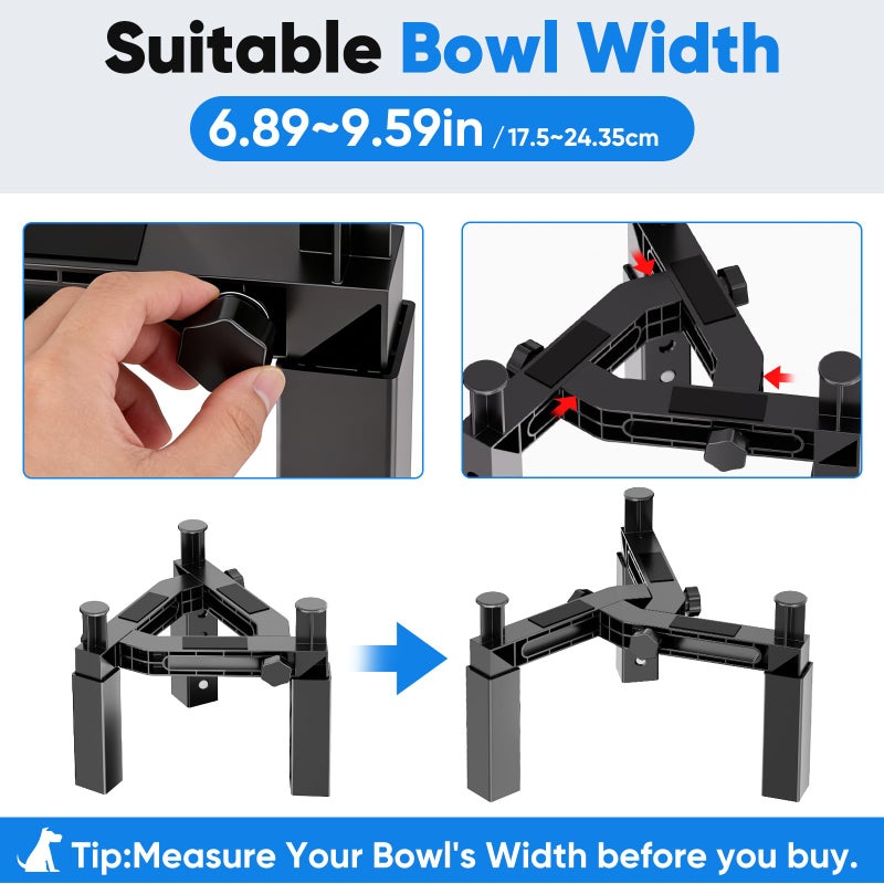 Aystkniet Dog Bowl Stand with Adjustable Height & Width, Anti-Slip Elevated Food Water Bowl Holder for Large Medium Small Dogs, Durable Raised Dog Feeder for Lifted Feeding, Only Stand Without Bowls - Image 4