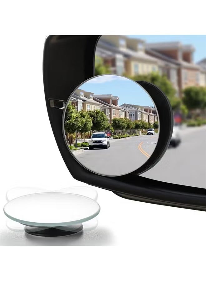 2 Pcs Blind Spot Mirrors, 2" Round HD Glass Convex 360° Wide Angle Side Rear View Mirror For Cars Suv And Trucks, Pack Of 2 - Image 1