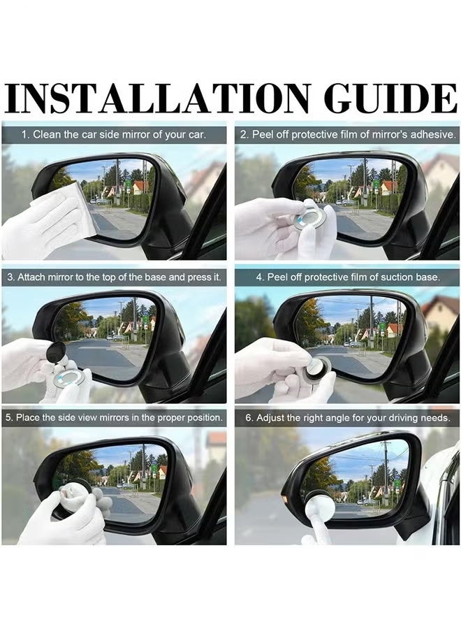 2 Pcs Blind Spot Mirrors, 2" Round HD Glass Convex 360° Wide Angle Side Rear View Mirror For Cars Suv And Trucks, Pack Of 2 - Image 4
