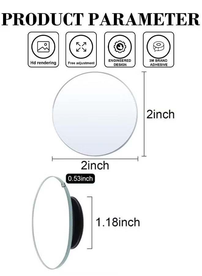 2 Pcs Blind Spot Mirrors, 2" Round HD Glass Convex 360° Wide Angle Side Rear View Mirror For Cars Suv And Trucks, Pack Of 2 - Image 3