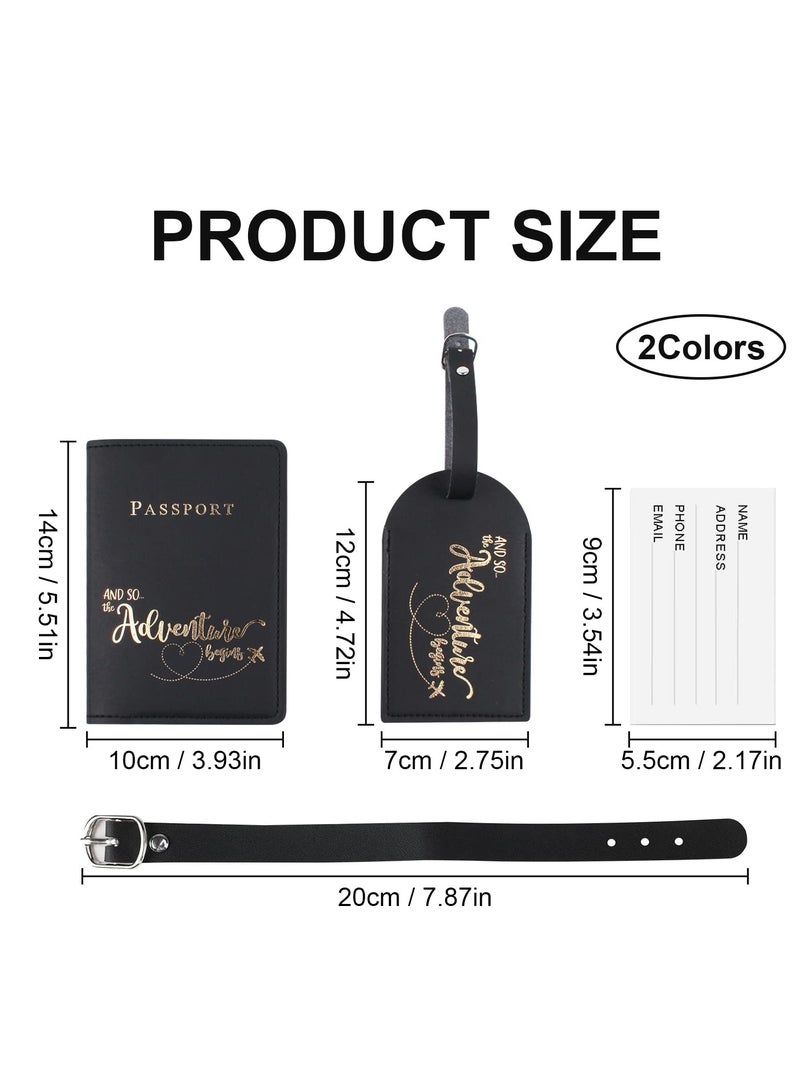 KASTWAVE Passport Covers and Luggage Tags Set, Passport Holder Travel Suitcase Tag Case Organizer for Storing Passport Business Cards Credit Cards Boarding Passes (2 Covers + 2 Tags) - Image 2