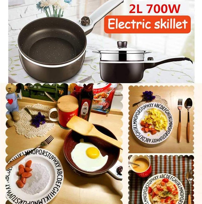 windforgecraft Electric Hot Pot, Mini Multifunction Electric Cooking, Double Layer Non-Stick Sauté Pan, Rapid Noodles Cooker, for Steak, Egg, Fried Rice, Ramen, Oatmeal - Image 3