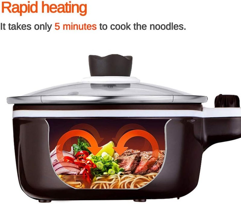 windforgecraft Electric Hot Pot, Mini Multifunction Electric Cooking, Double Layer Non-Stick Sauté Pan, Rapid Noodles Cooker, for Steak, Egg, Fried Rice, Ramen, Oatmeal - Image 5