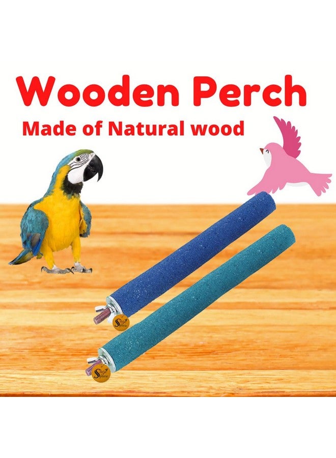 Perch Combo Of 4  8 Inches Natural Wood Rough Sand Perches | Exercise, Grinding Nail, Playstand, Training, Cage Accessories |Finches, Parrot, Budgies, Cockatiels (Pack Of 2) - Image 2