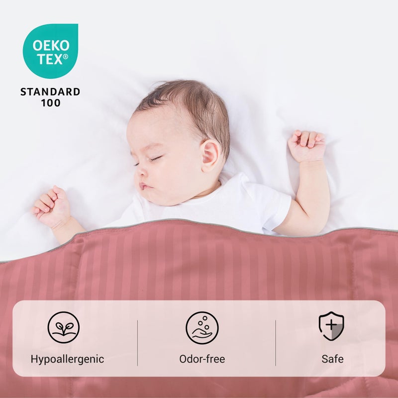 ZPECC Toddler Down Alternative Comforter, 39x47 Hypoallergenic Baby Blanket Quilt, Soft Breathable Lightweight All Season Kids Duvet Insert for Crib Stroller Cot Daycare, Dusty Rose - Image 4