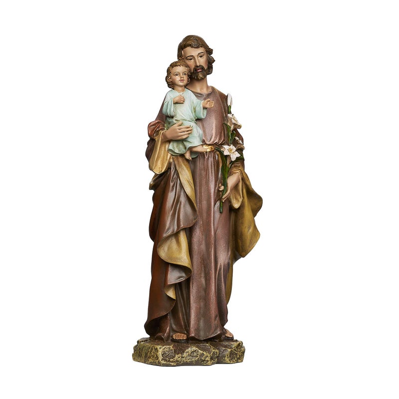 Roman Roman Joseph's Studio St. Joseph and Child Jesus Figure  Renaissance Collection  10"" H  Resin and Stone  Religious Gift  Decoration  Collection  Durable  Long Lasting - Image 1