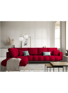 Al Home 6 Seater L-Shape Sofa Velvet 85×180×85×250 Cm - Red  - Image 1