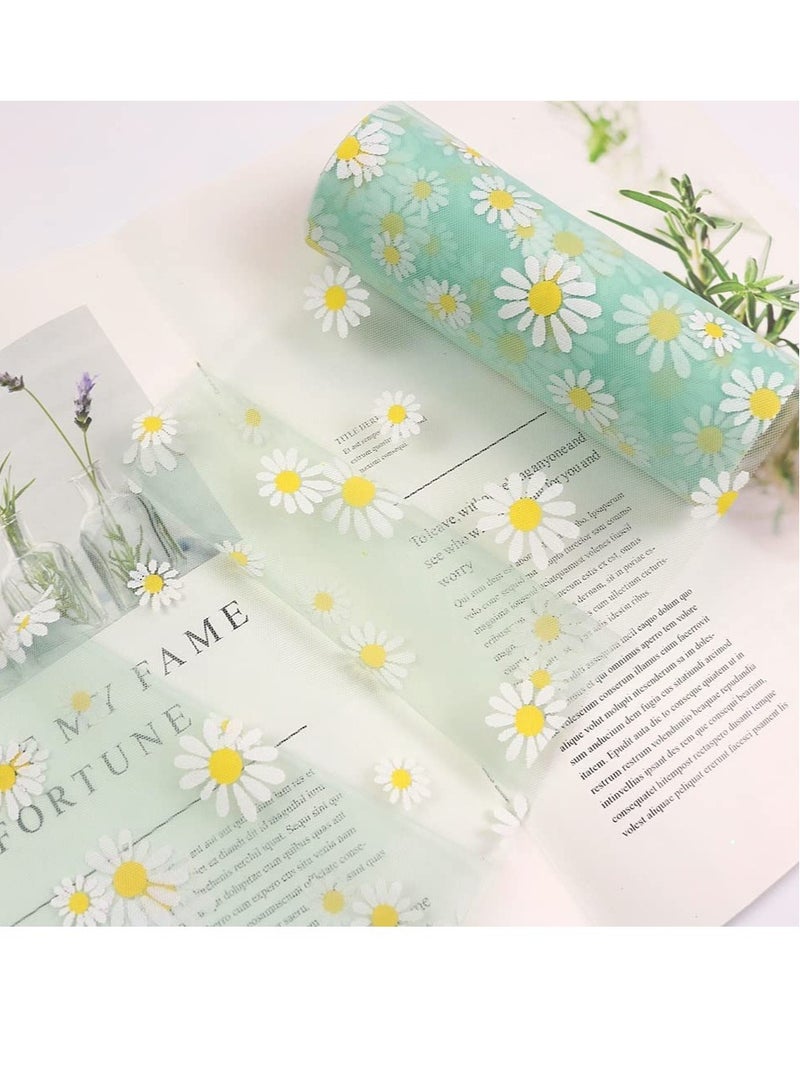 Zikra Tulle Rolls Daisy Fabric Ribbon Spool Floral Tulle for Gift Wrapping Tutu Skirts Wedding Decoration DIY Soft Fancy Tulle - Image 5