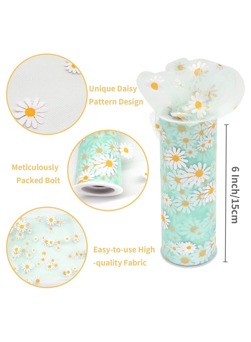 Zikra Tulle Rolls Daisy Fabric Ribbon Spool Floral Tulle for Gift Wrapping Tutu Skirts Wedding Decoration DIY Soft Fancy Tulle - Image 2