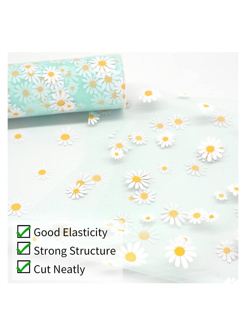 Zikra Tulle Rolls Daisy Fabric Ribbon Spool Floral Tulle for Gift Wrapping Tutu Skirts Wedding Decoration DIY Soft Fancy Tulle - Image 4
