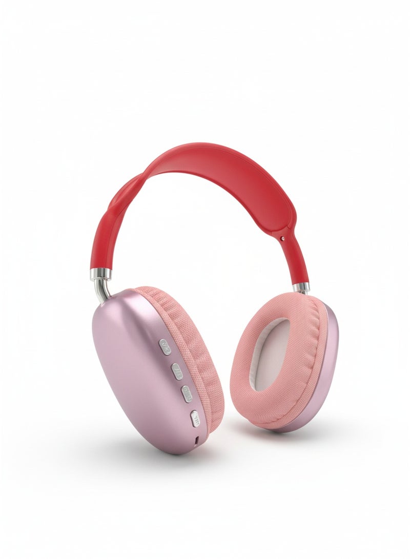 سماعات بي 9 سماعات لا سلكية  هيدفون بلوتوث لاسلكية  - صوت ستيريو نقي تدعم كرت ذاكرة - سماعة رأس موسيقية فوق الأذن للألعاب - تدعم تي اف ميكرو  للهاتف المحمول/الكمبيوتر الشخصي -بي ناين هدفون لاسلكية-احمر - Image 1