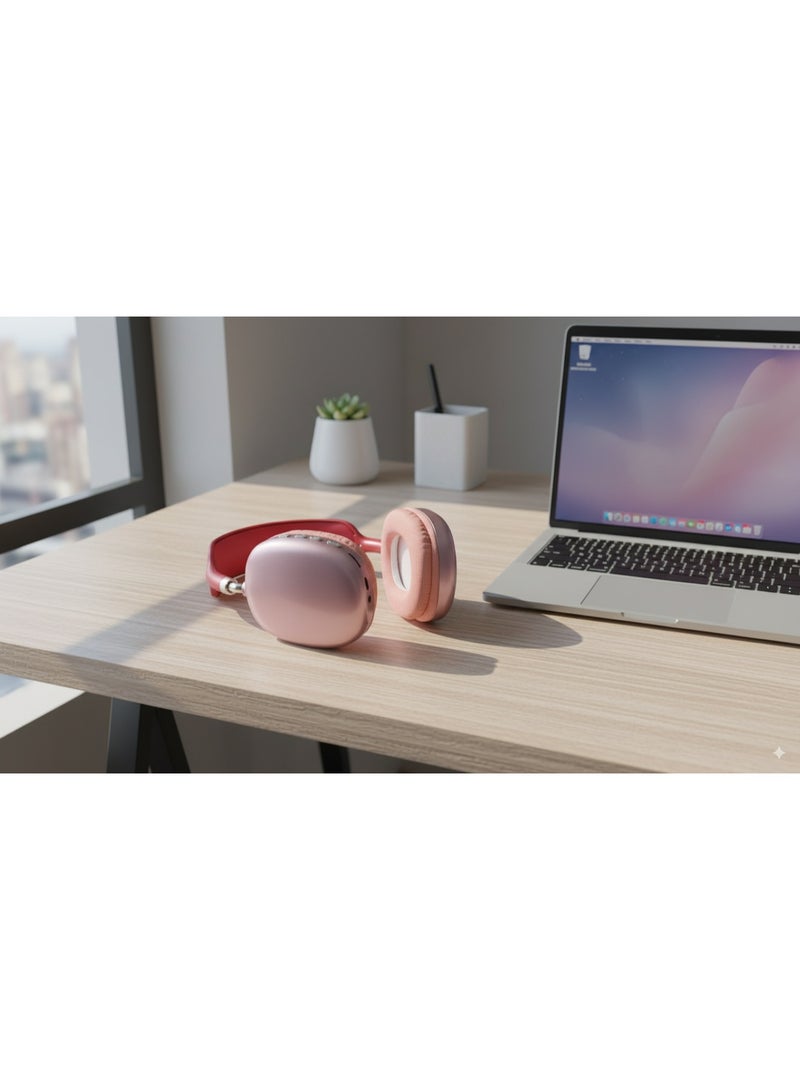 سماعات بي 9 سماعات لا سلكية  هيدفون بلوتوث لاسلكية  - صوت ستيريو نقي تدعم كرت ذاكرة - سماعة رأس موسيقية فوق الأذن للألعاب - تدعم تي اف ميكرو  للهاتف المحمول/الكمبيوتر الشخصي -بي ناين هدفون لاسلكية-احمر - Image 2