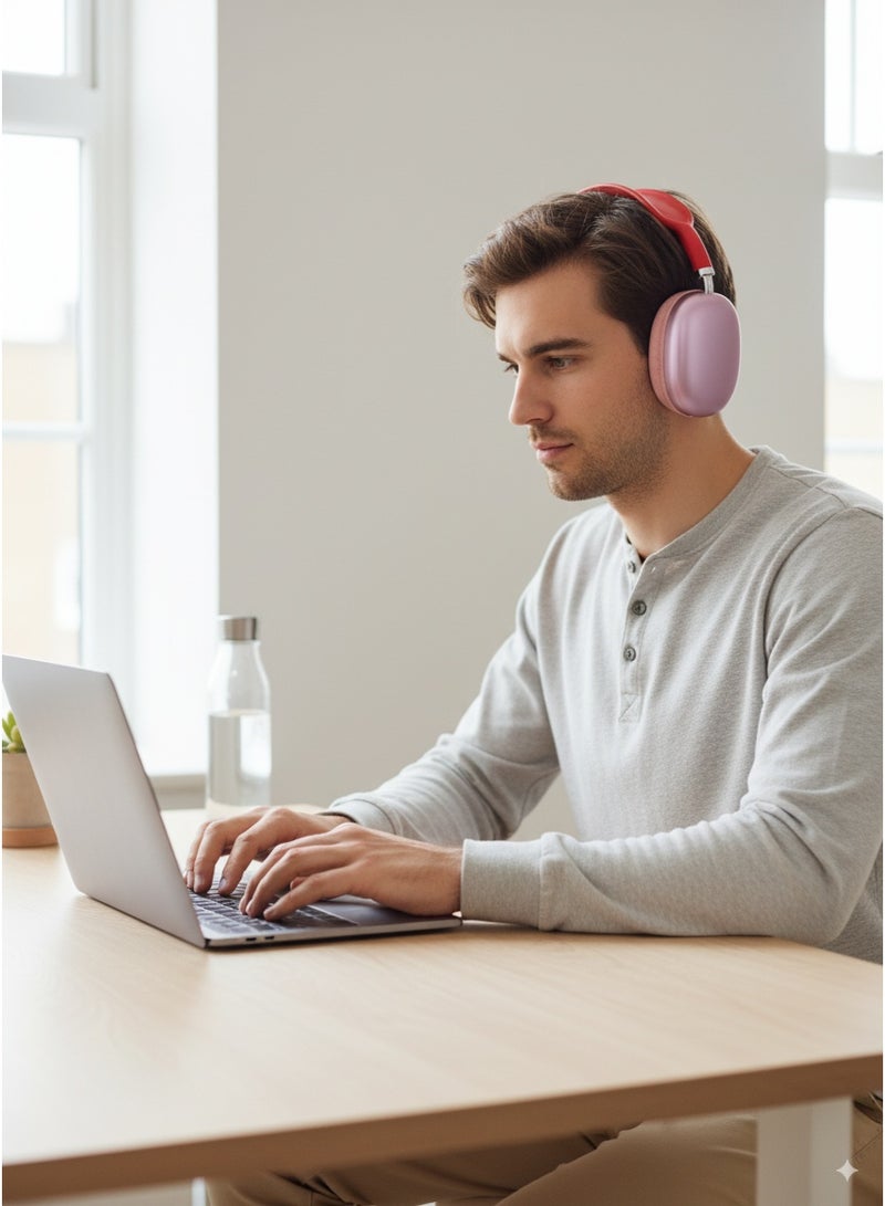 سماعات بي 9 سماعات لا سلكية  هيدفون بلوتوث لاسلكية  - صوت ستيريو نقي تدعم كرت ذاكرة - سماعة رأس موسيقية فوق الأذن للألعاب - تدعم تي اف ميكرو  للهاتف المحمول/الكمبيوتر الشخصي -بي ناين هدفون لاسلكية-احمر - Image 3