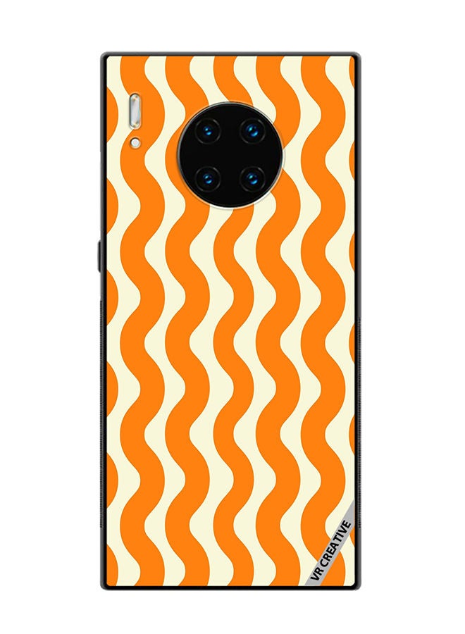 VR CREATIVE Protective Case Cover For Huawei Mate 30 Pro Vertical Groovy Chevron Orange Stripe Autumn Pattern Design Multicolour - Image 1