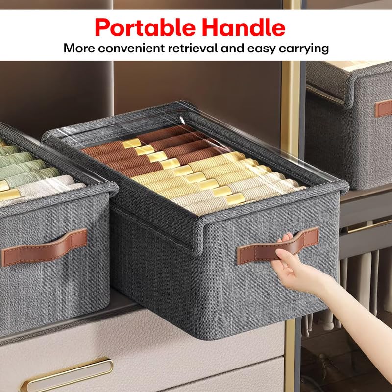 PRIME PICK Storage Box Cloth Organiser Pack of 1 clothes organizer NonWoven Wardrobe Organizer for Storage Foldable Washable Box with Lid Metal Frame Handles Ideal for Almirah Drawer etc - Image 3