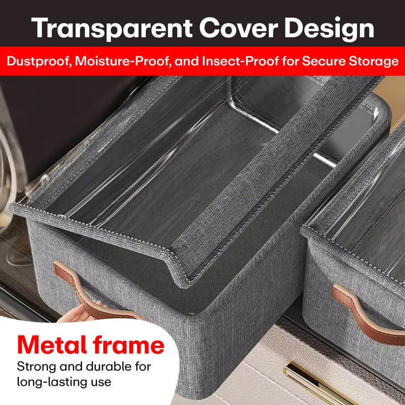 PRIME PICK Storage Box Cloth Organiser Pack of 1 clothes organizer NonWoven Wardrobe Organizer for Storage Foldable Washable Box with Lid Metal Frame Handles Ideal for Almirah Drawer etc - Image 4