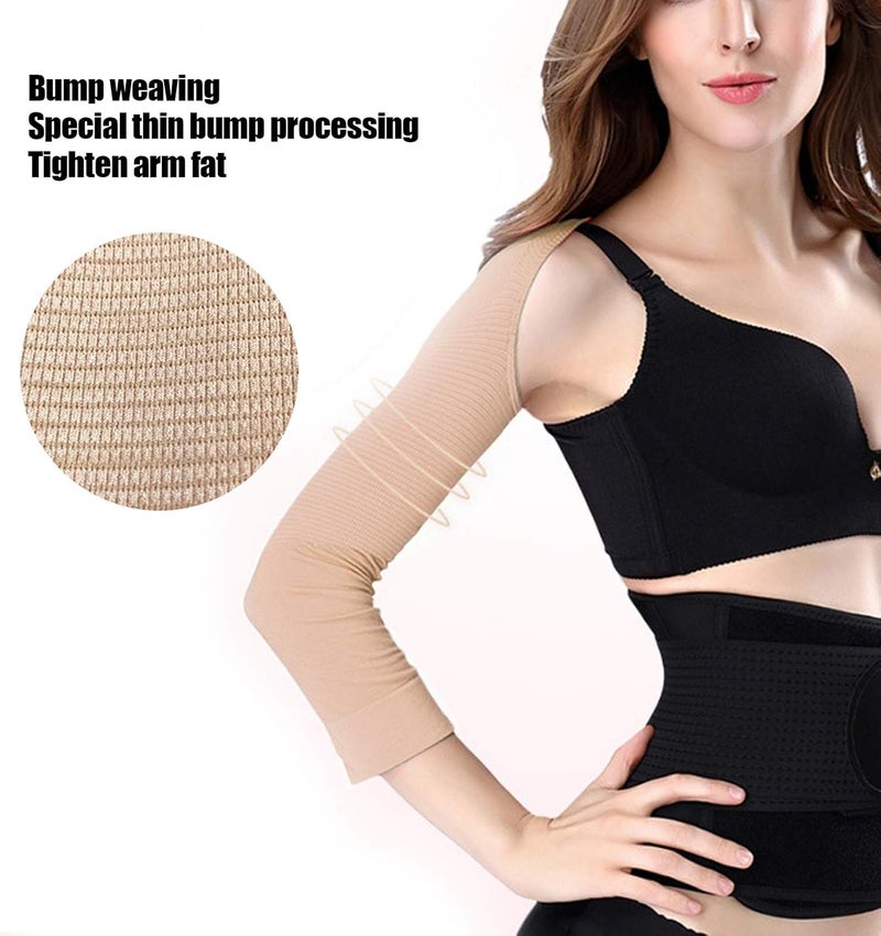 klarako Elastic Arm Shaper Shoulder Upper Arm Compression Wrap Shaper Back Corrector Skin Color, Upper Arm Shaper Post Surgical Slimmer Compression Sleeves Posture Corrector Tops Shapewear for Women - Image 3