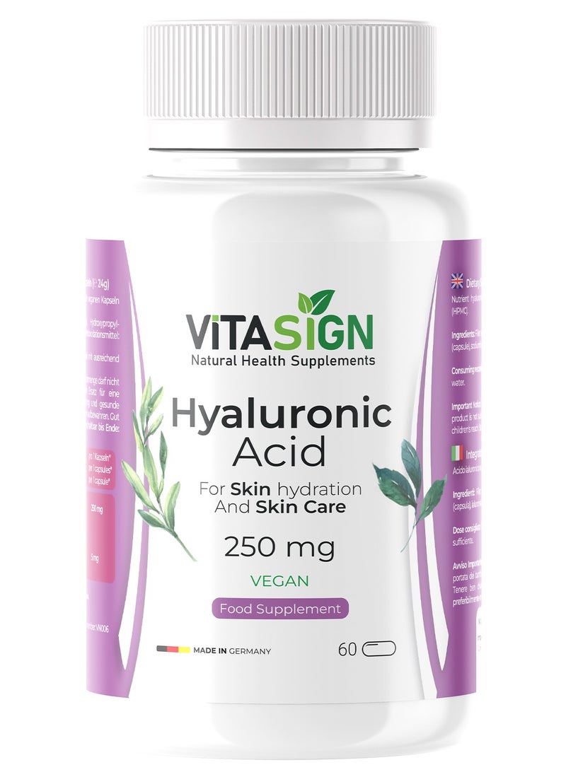 VITASIGN Premium Hyaluronic Acid 250mg, 60 Vegan Capsules – Supports Skin Hydration & Skin Care - Image 1