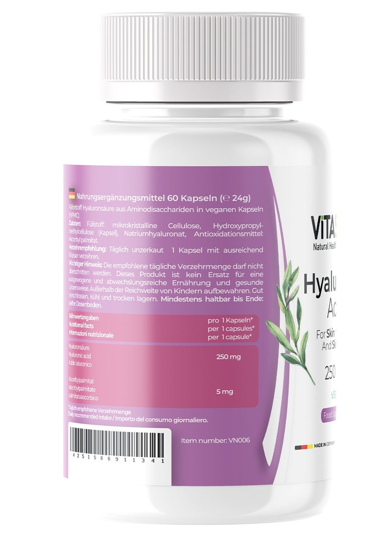 VITASIGN Premium Hyaluronic Acid 250mg, 60 Vegan Capsules – Supports Skin Hydration & Skin Care - Image 2
