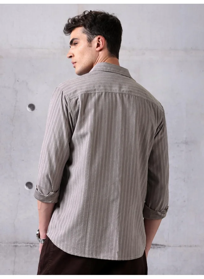 Beyoung Mauve Grey Suede Urban Shirt for Men