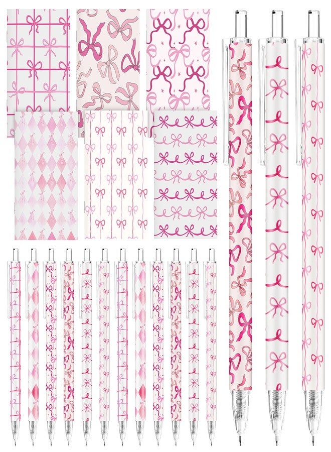 Sinload 48 Pcs Coquette Office Supplies Pink Bow Notepad Mini Journal Preppy Ballpoint Pen Bulk Small Aesthetic Notebook Pen Cute Girly Stationary for Women Teacher Lady Emergency Nurses - Image 1