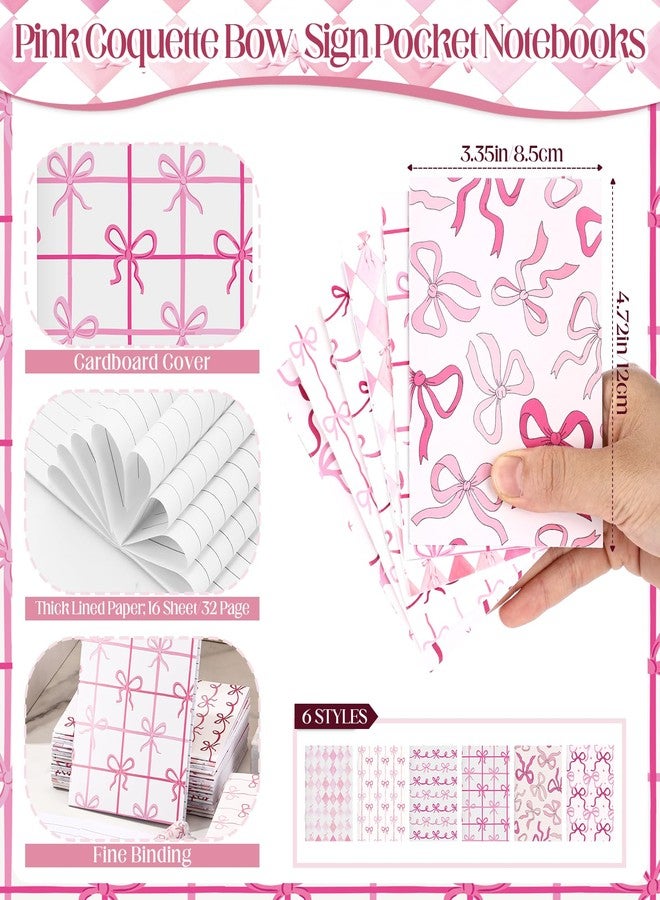 Sinload 48 Pcs Coquette Office Supplies Pink Bow Notepad Mini Journal Preppy Ballpoint Pen Bulk Small Aesthetic Notebook Pen Cute Girly Stationary for Women Teacher Lady Emergency Nurses - Image 2