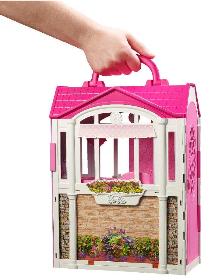 Barbie Glam Getaway Portable Dollhouse, 1 Story with Furniture, Accessories and Carrying Handle, for 3 to 7 Year Olds [Amazon Exclusive]