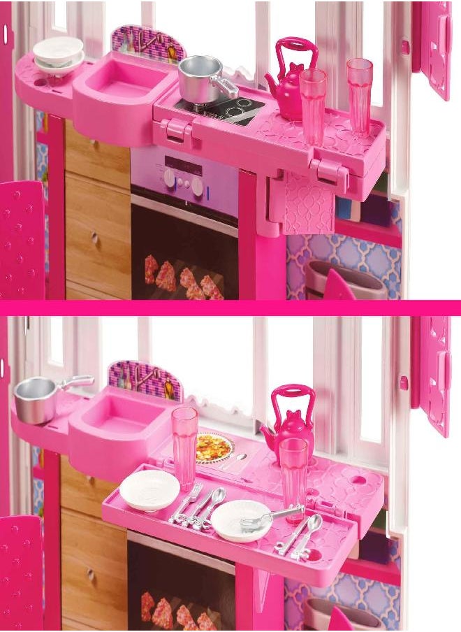 Barbie Glam Getaway Portable Dollhouse, 1 Story with Furniture, Accessories and Carrying Handle, for 3 to 7 Year Olds [Amazon Exclusive]
