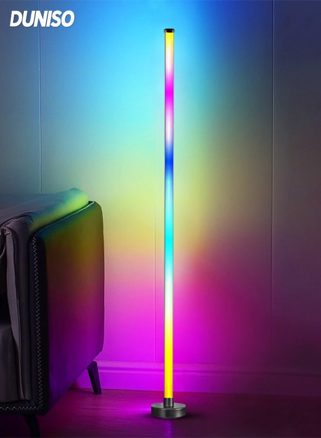 DUNISO Corner Floor Lamp with Remote & App Control, RGB Floor Lamp for living Room ,BedRoom and OutDoor，Easy installation Multicolour Standing Lamp - Image 1