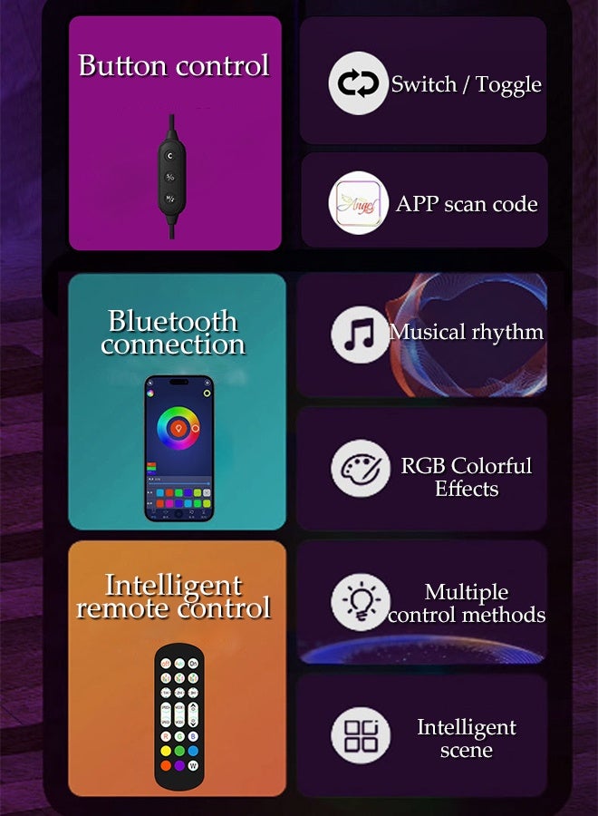 DUNISO Corner Floor Lamp with Remote & App Control, RGB Floor Lamp for living Room ,BedRoom and OutDoor，Easy installation Multicolour Standing Lamp - Image 4