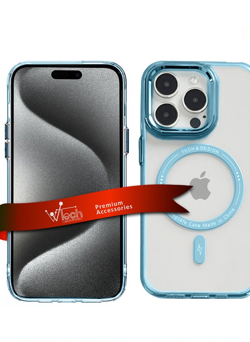 Wtech Hybrid Transparent Hard PC back TPU Magsafe Case Cover For Apple iPhone 15 Pro 2023 Sky Blue - Image 1
