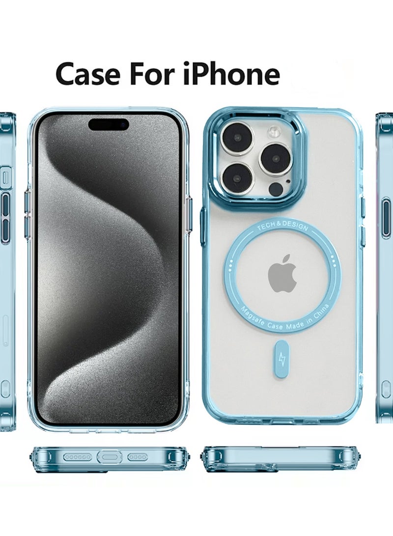 Wtech Hybrid Transparent Hard PC back TPU Magsafe Case Cover For Apple iPhone 15 Pro 2023 Sky Blue - Image 2