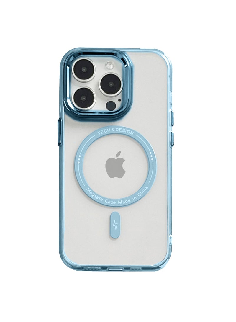 Wtech Hybrid Transparent Hard PC back TPU Magsafe Case Cover For Apple iPhone 15 Pro 2023 Sky Blue - Image 3