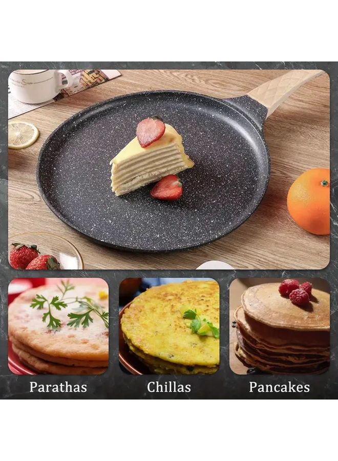 Black Nonstick Pancake Pan with Heat Resistant Handle and Bamboo Brush - Image 5