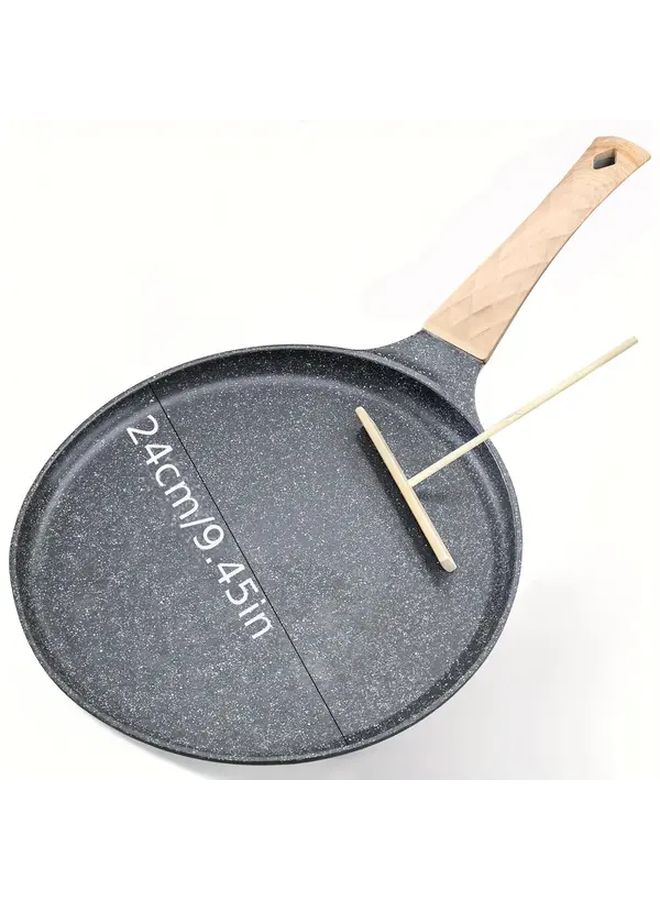 Black Nonstick Pancake Pan with Heat Resistant Handle and Bamboo Brush - Image 3
