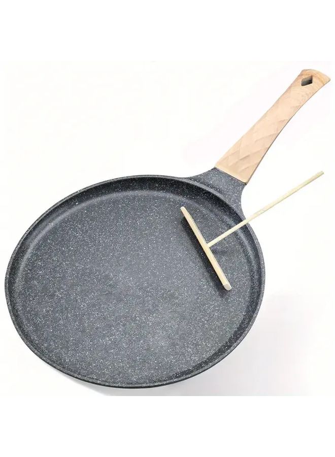 Black Nonstick Pancake Pan with Heat Resistant Handle and Bamboo Brush - Image 1
