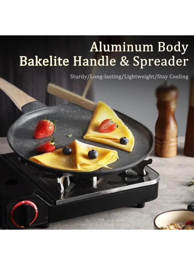 Black Nonstick Pancake Pan with Heat Resistant Handle and Bamboo Brush - Image 2
